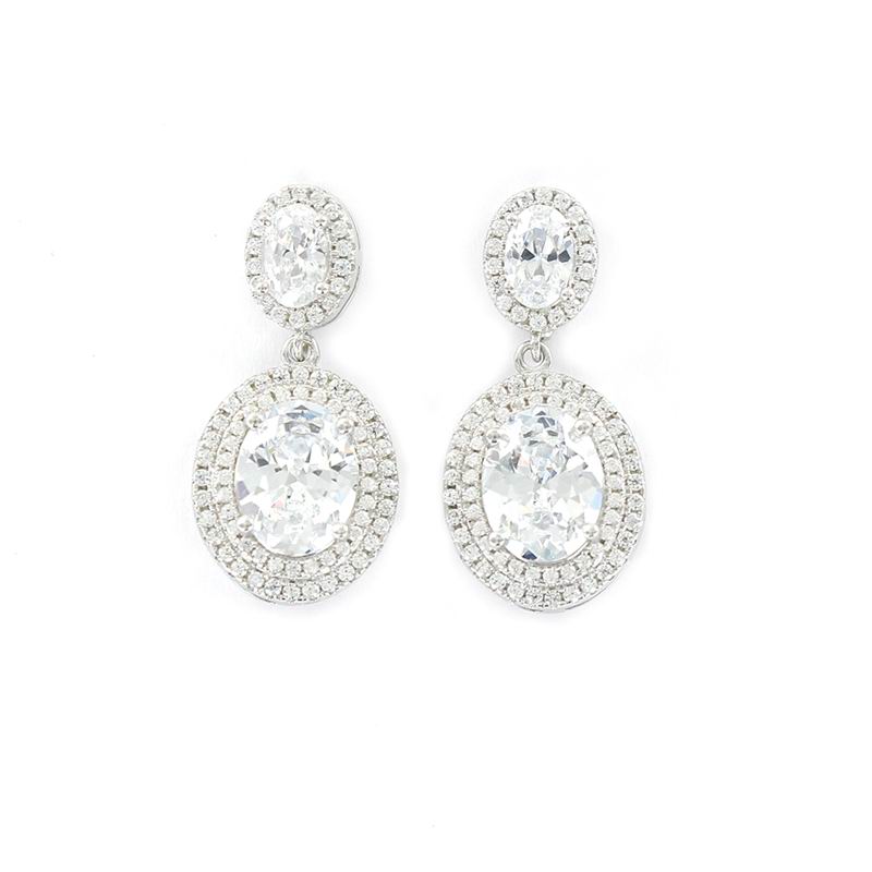 Zirconia Earrings, Oval Shaped, Facetted and Beveled